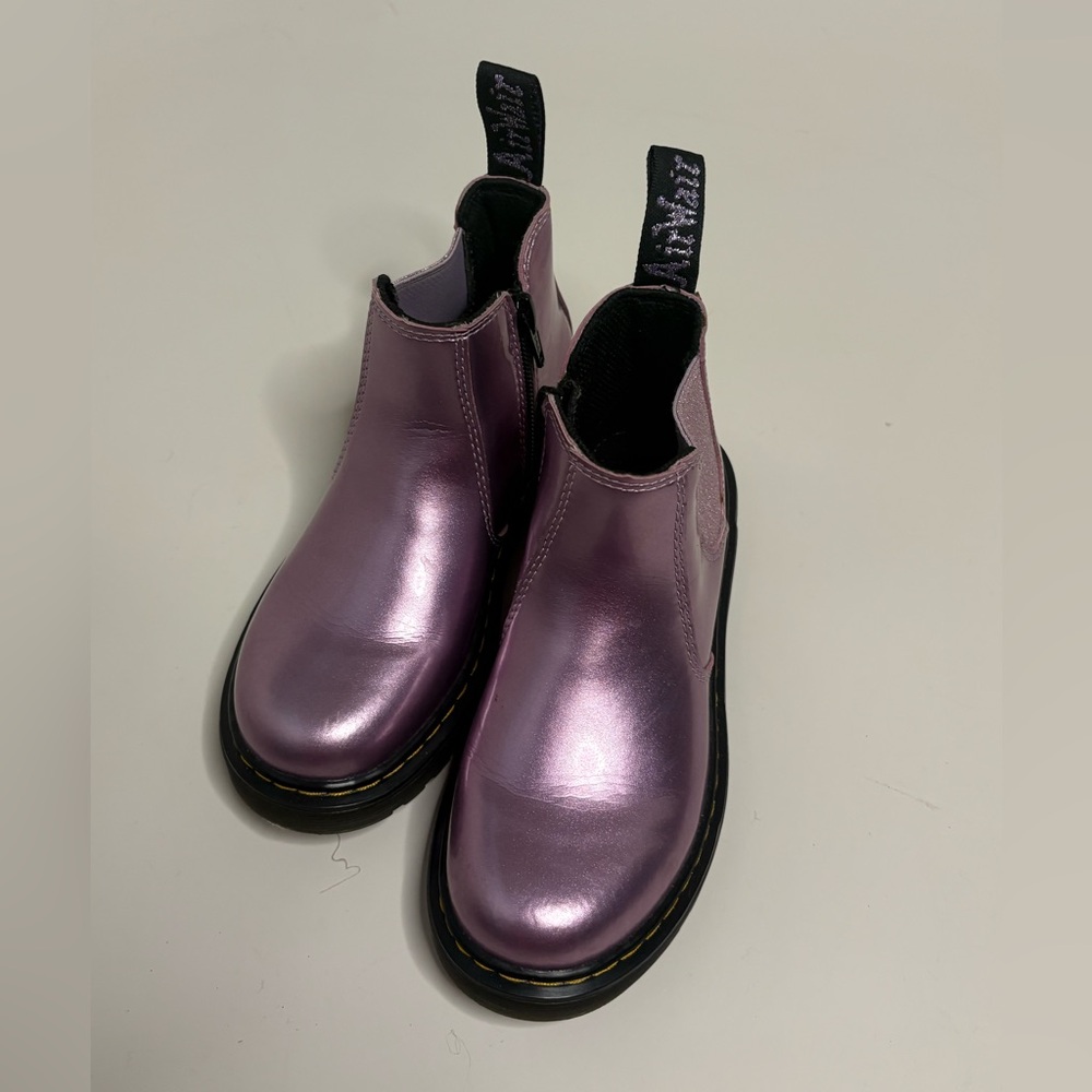 Dr. Martens Kids 2976 Metallic Chelsea Boots | Size 13 | Shiny Lilac Purple